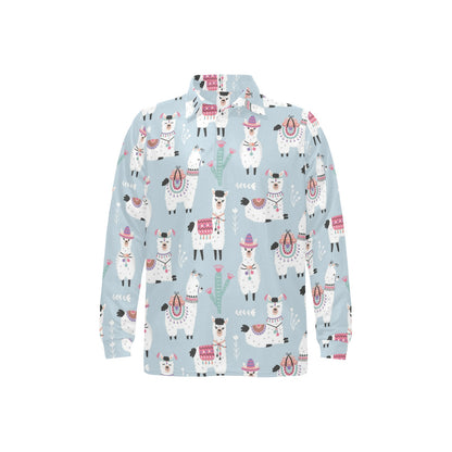 Llama Pattern Print Design 04 Long Sleeve Polo Shirt For Men's