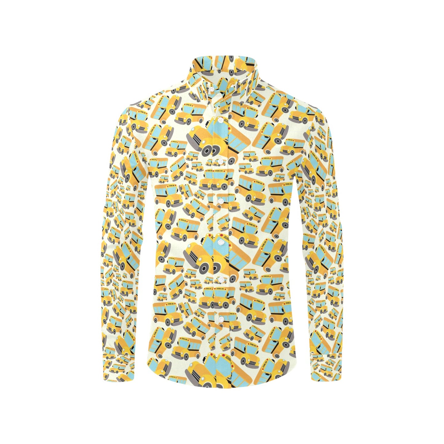 School Bus Print Design LKS301 Men's Long Sleeve Dress Shirt