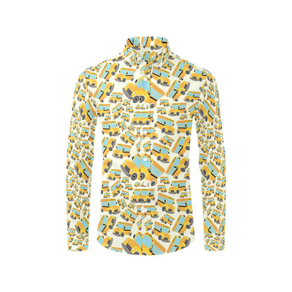 School Bus Print Design LKS301 Men's Long Sleeve Dress Shirt