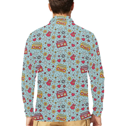 Hippie Print Design LKS307 Long Sleeve Polo Shirt For Men's