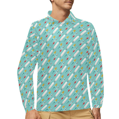 Phlebotomist Medical Print Long Sleeve Polo Shirt For Men's