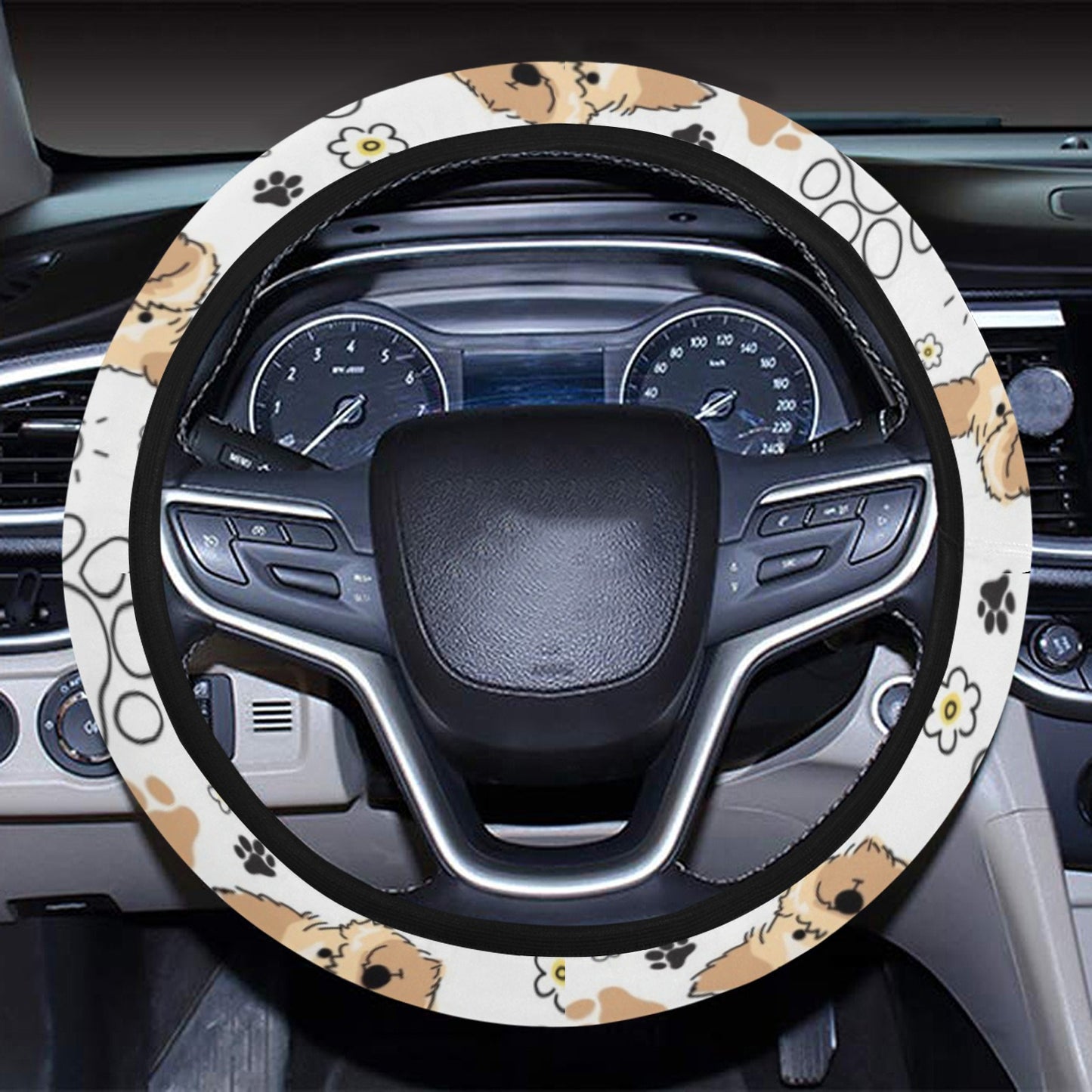 Yorkshire Terriers Print Design LKS308 Steering Wheel Cover with Elastic Edge