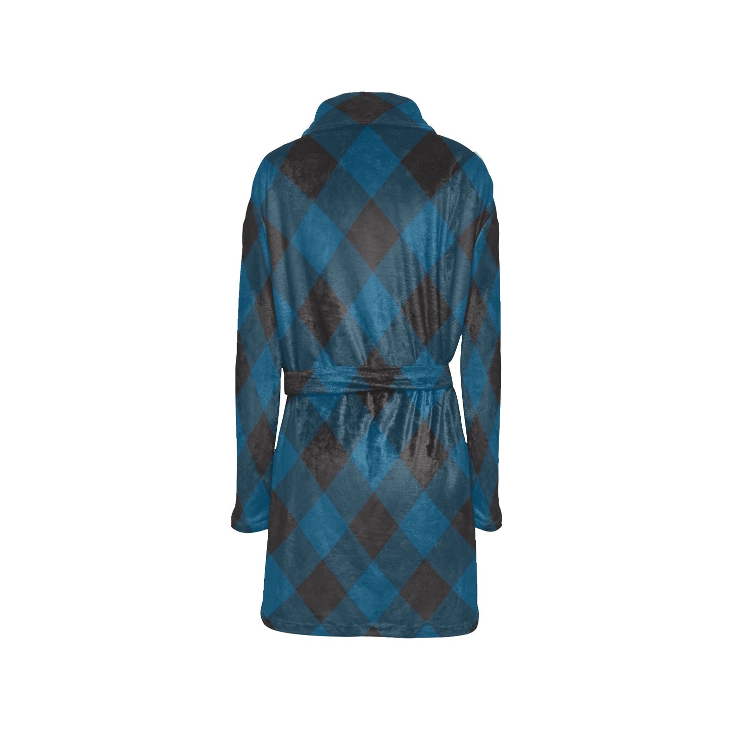 Plaid Blue Pattern Print Design A04 Women's Fleece Robe
