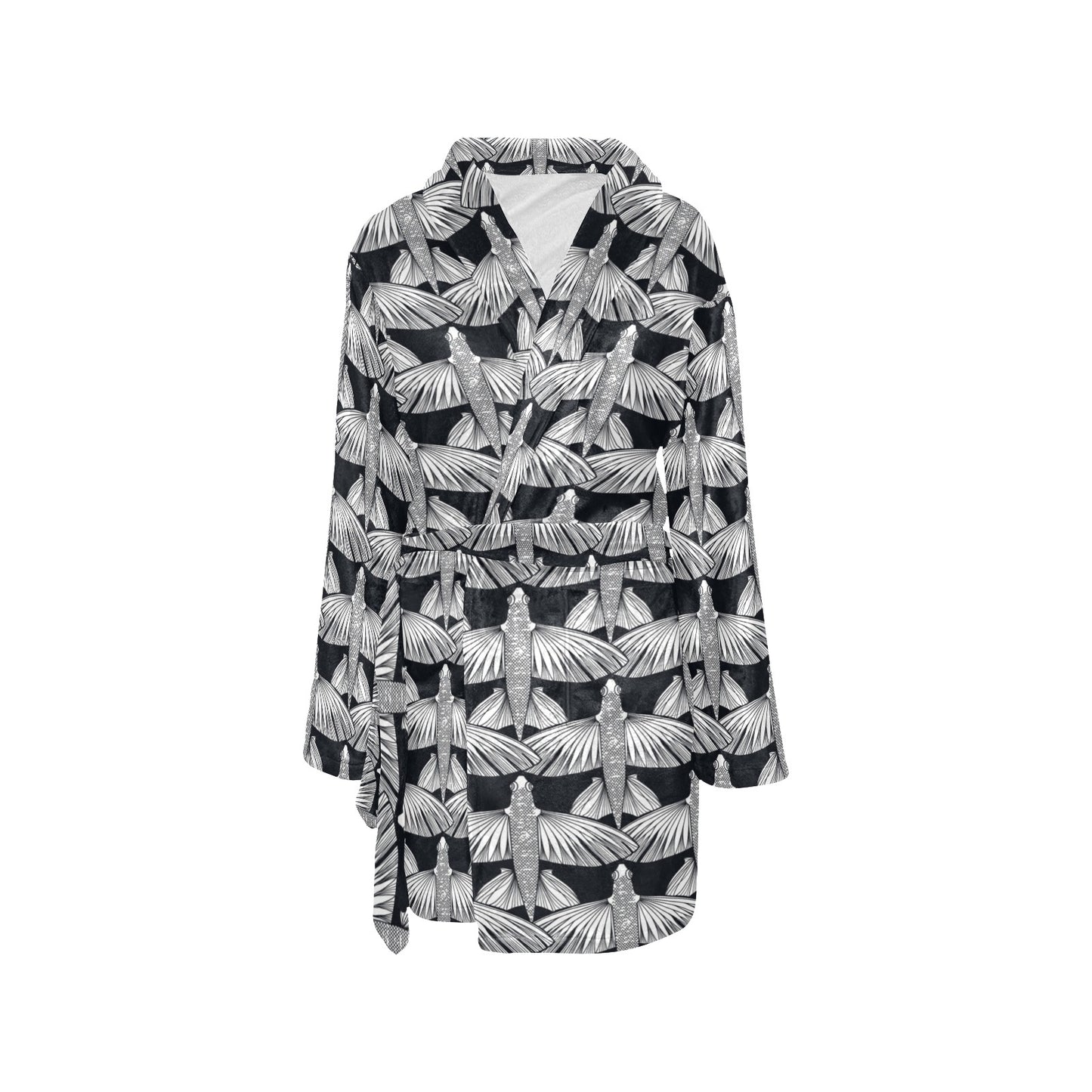 Flying Fish Pattern Print Design 03 Women's Fleece Robe