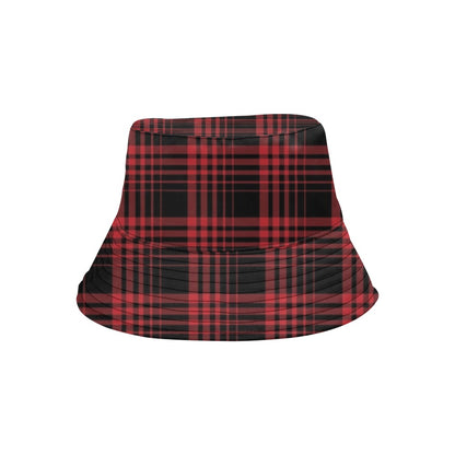 Tartan Red Black Print Design LKS303 Unisex Bucket Hat