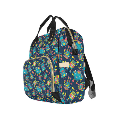 Robot Pattern Print Design A05 Diaper Bag Backpack