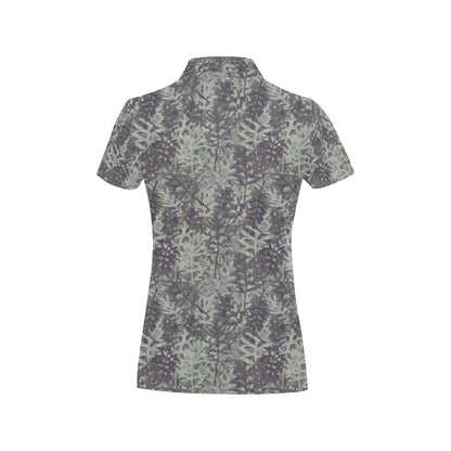 Camouflage Fern Pattern Print Design 05 Women's Polo Shirt