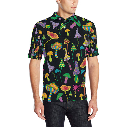 Psychedelic Mushroom Pattern Print Design A02 Men Polo Shirt