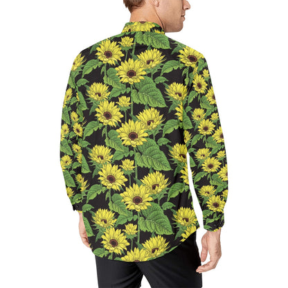Sunflower Print Design LKS3010 Men's Long Sleeve Dress Shirt