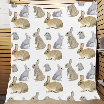 Rabbit Pattern Print Design 02 Premium Quilt