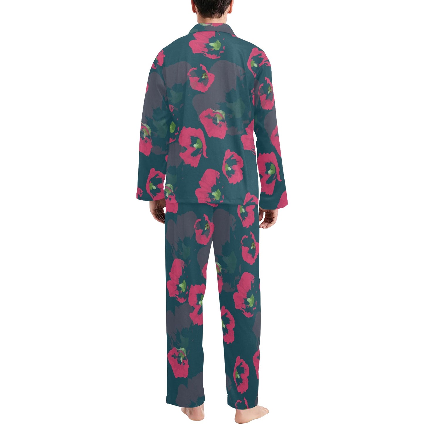 Morning Glory Pattern Print Design 01 Men's Long Pajama Set