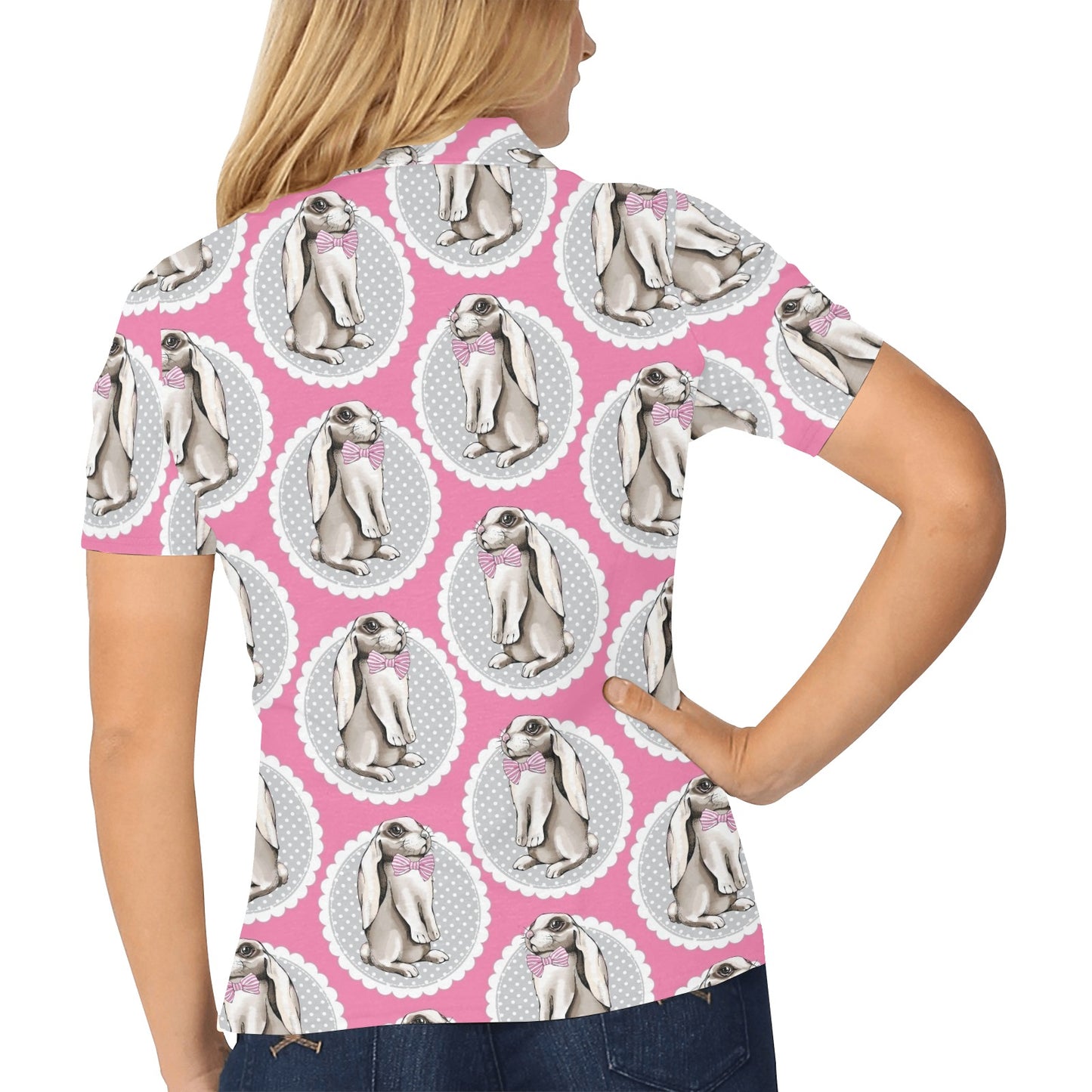 Rabbit Pattern Print Design RB019 Women's Polo Shirt