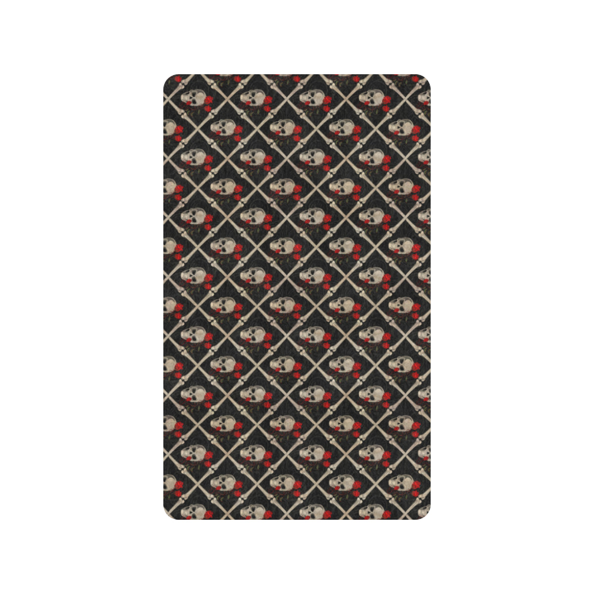 Skull Roses Bone Design Themed Print Rubber Doormat