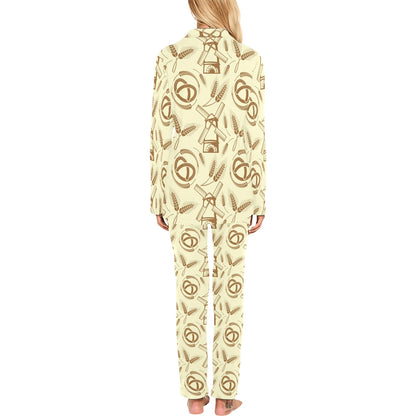 Agricultural Windmills Print Design 03 Women's Long Pajama Set