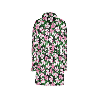 Hibiscus Pink Flower Hawaiian Print Women's Fleece Robe