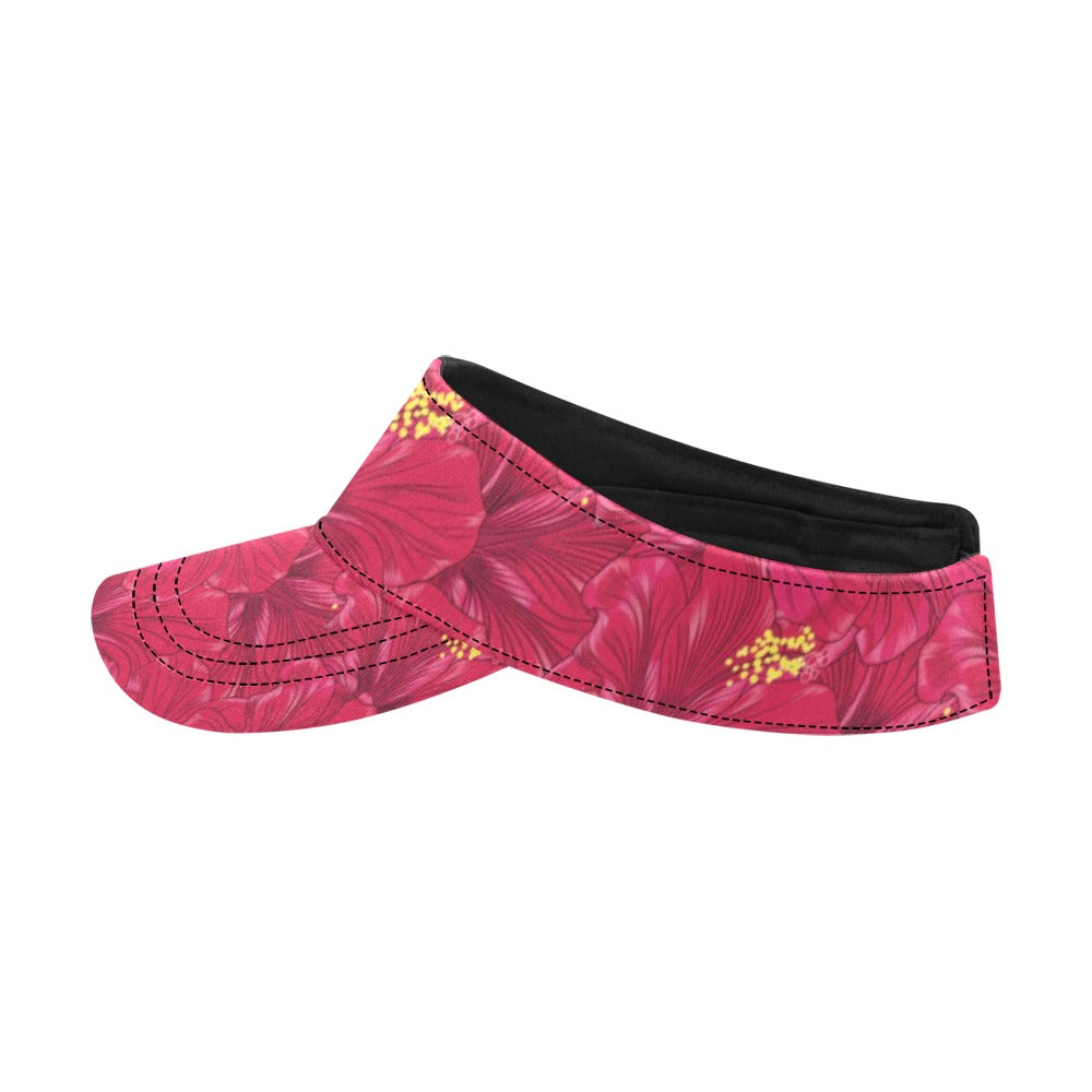 Hibiscus Red Pattern Print LKS308 Unisex Sun Visor