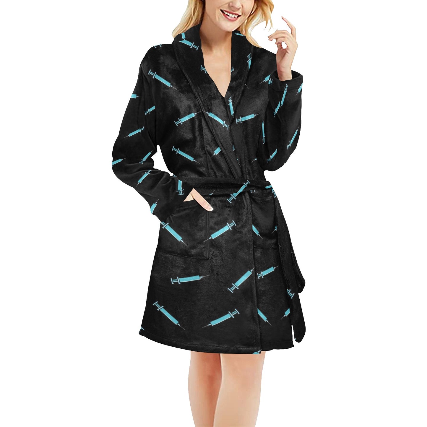 Phlebotomist Pattern Print Design A04 Women's Fleece Robe