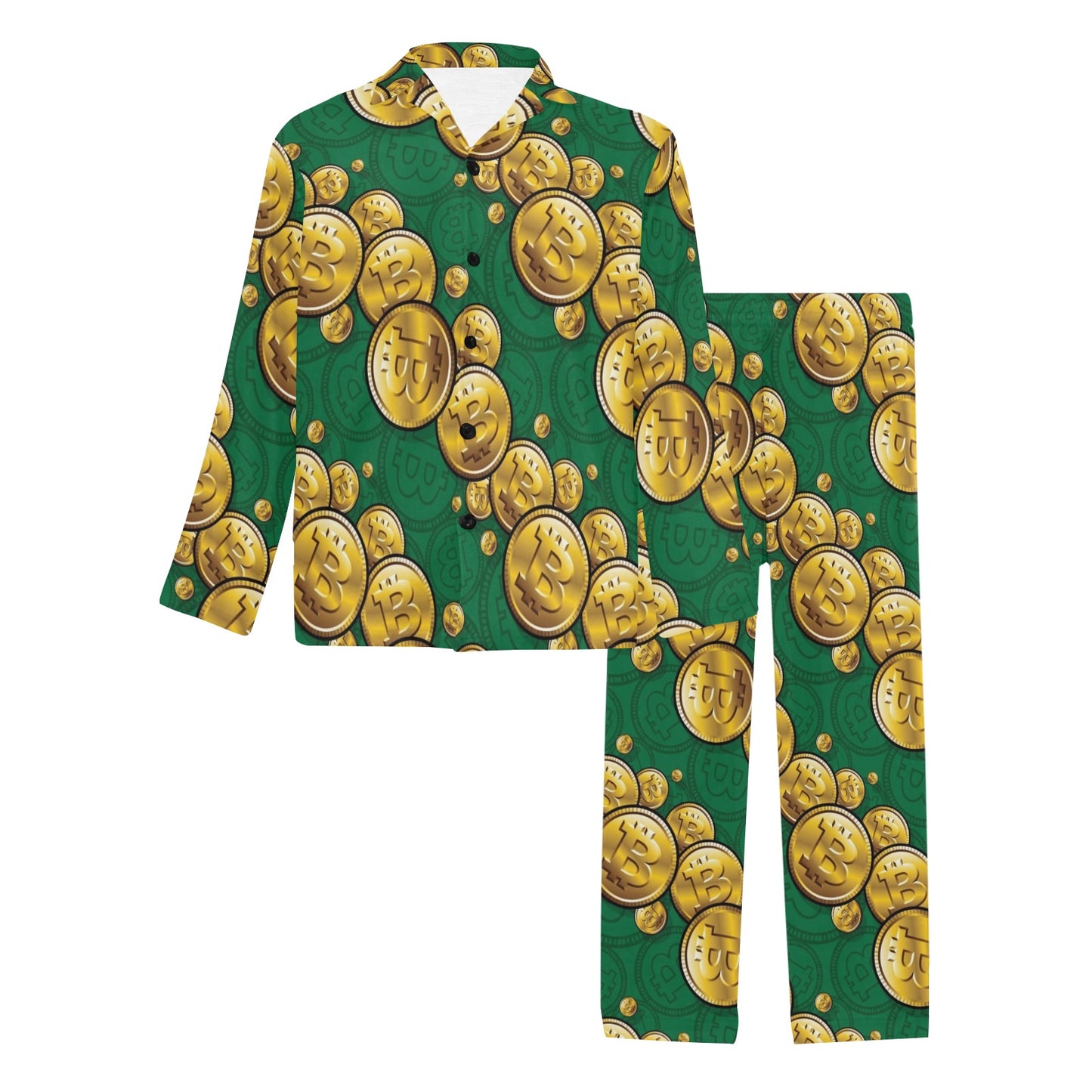 Bitcoin Pattern Print Design DO02 Men's Long Pajama Set