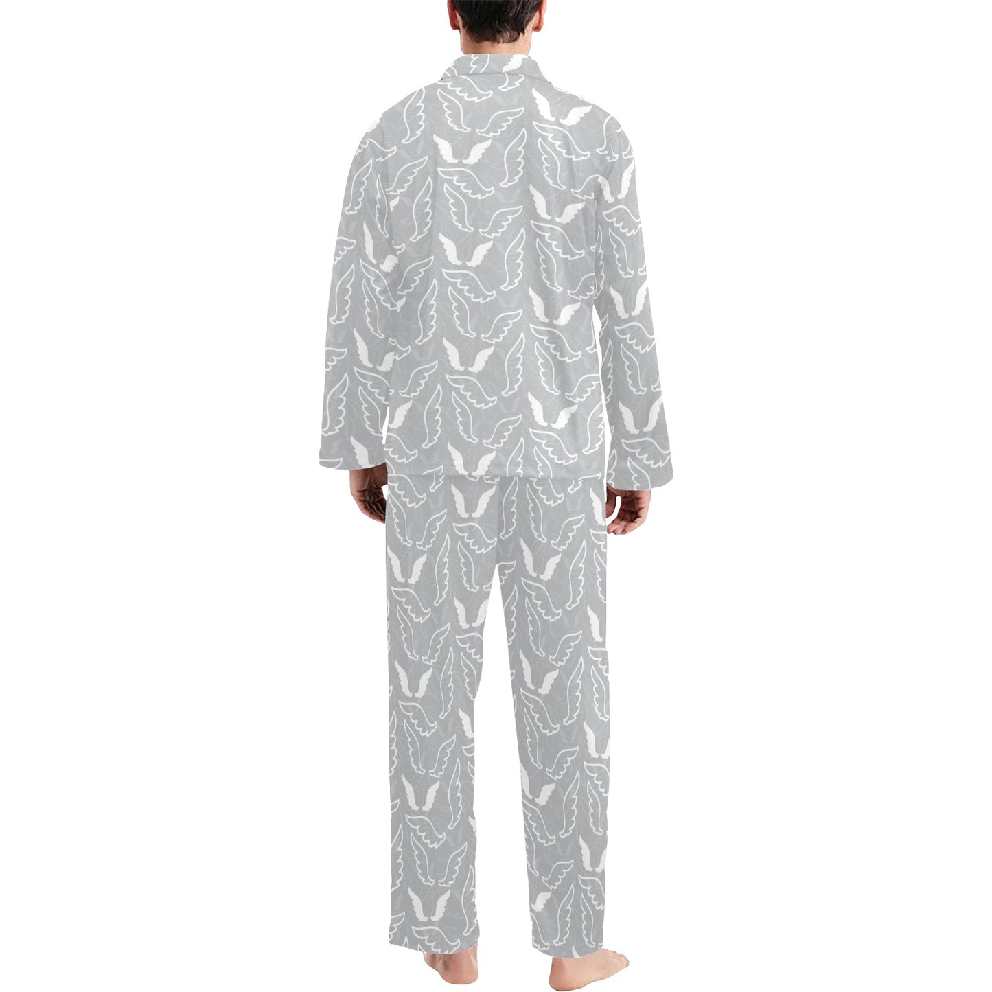 Angel Wings Pattern Print Design 01 Men's Long Pajama Set