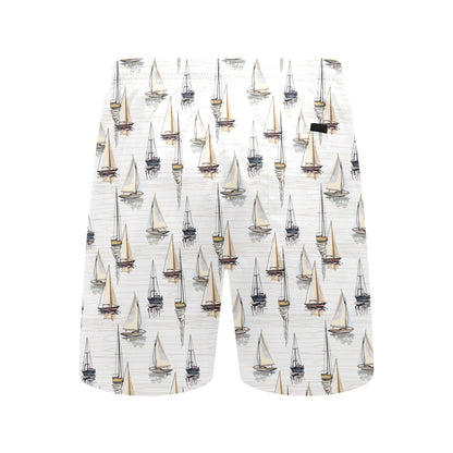 Sailboat Paint Pattern Print Design LKS307 Men's Swim Trunks Beach Shorts