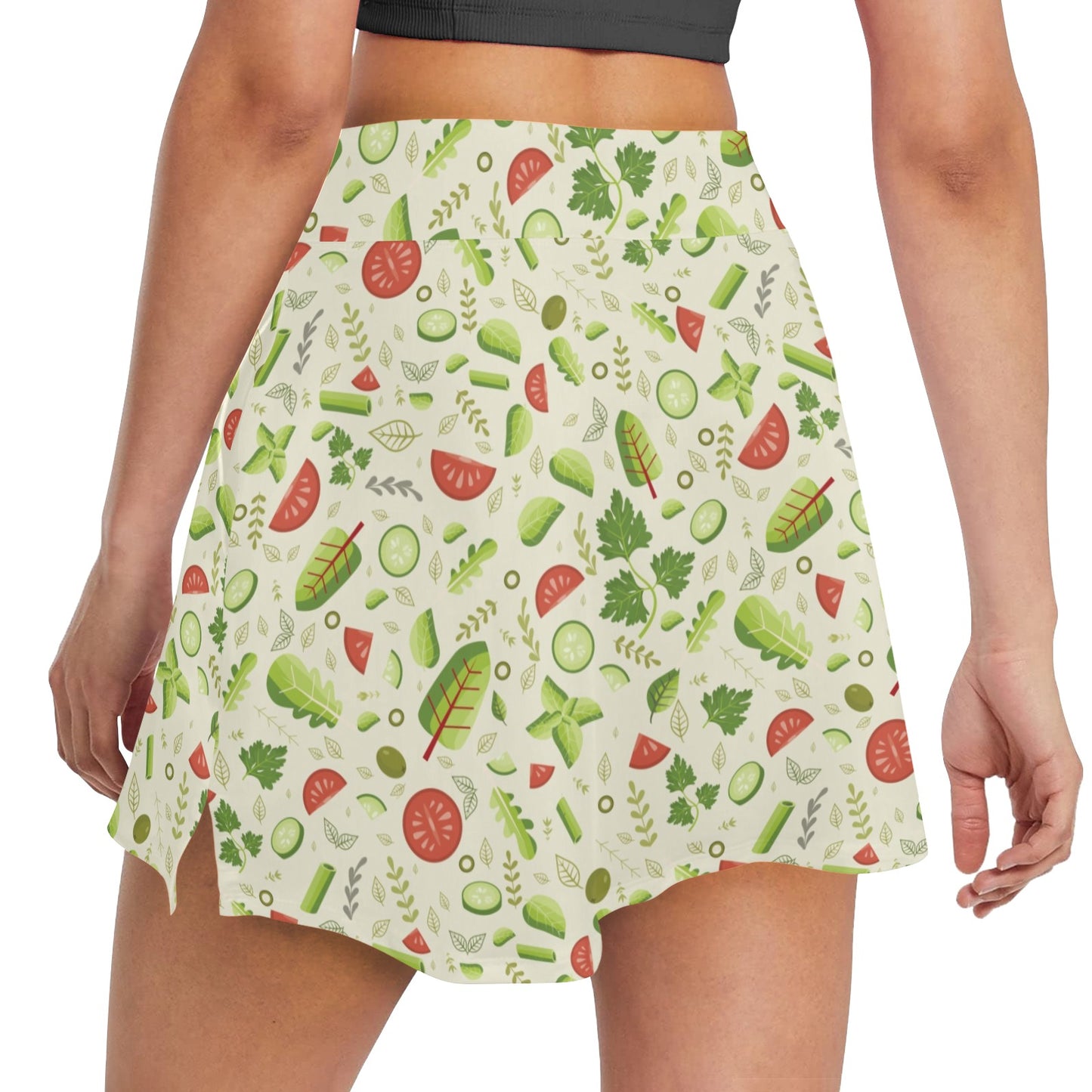 Salad Vegetable Print Design LKS302 17" Golf & Pickleball Skort with Pockets