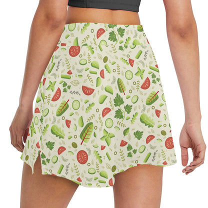 Salad Vegetable Print Design LKS302 17" Golf & Pickleball Skort with Pockets