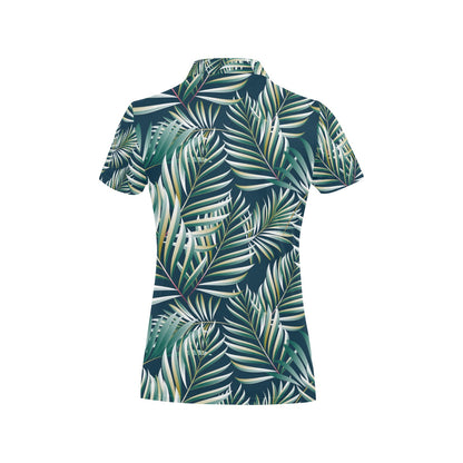 Sun Spot Tropical Palm Leaves hower Curtain Women's Polo Shirt