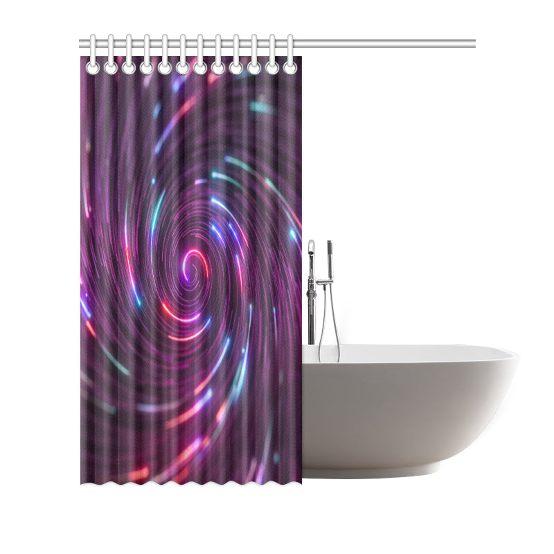 Vortex Twist Swirl Purple Neon Print Shower Curtain