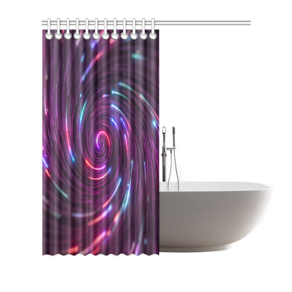 Vortex Twist Swirl Purple Neon Print Shower Curtain