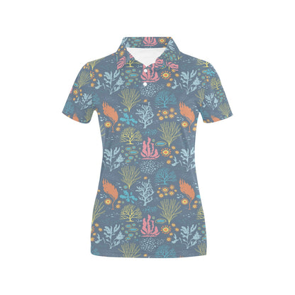 Seaweed Print Design LKS304 Women's Polo Shirt