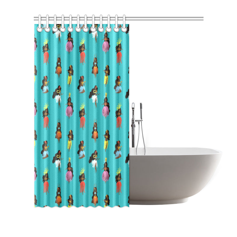 Hula Dancers Pattern Print Design 04 Shower Curtain
