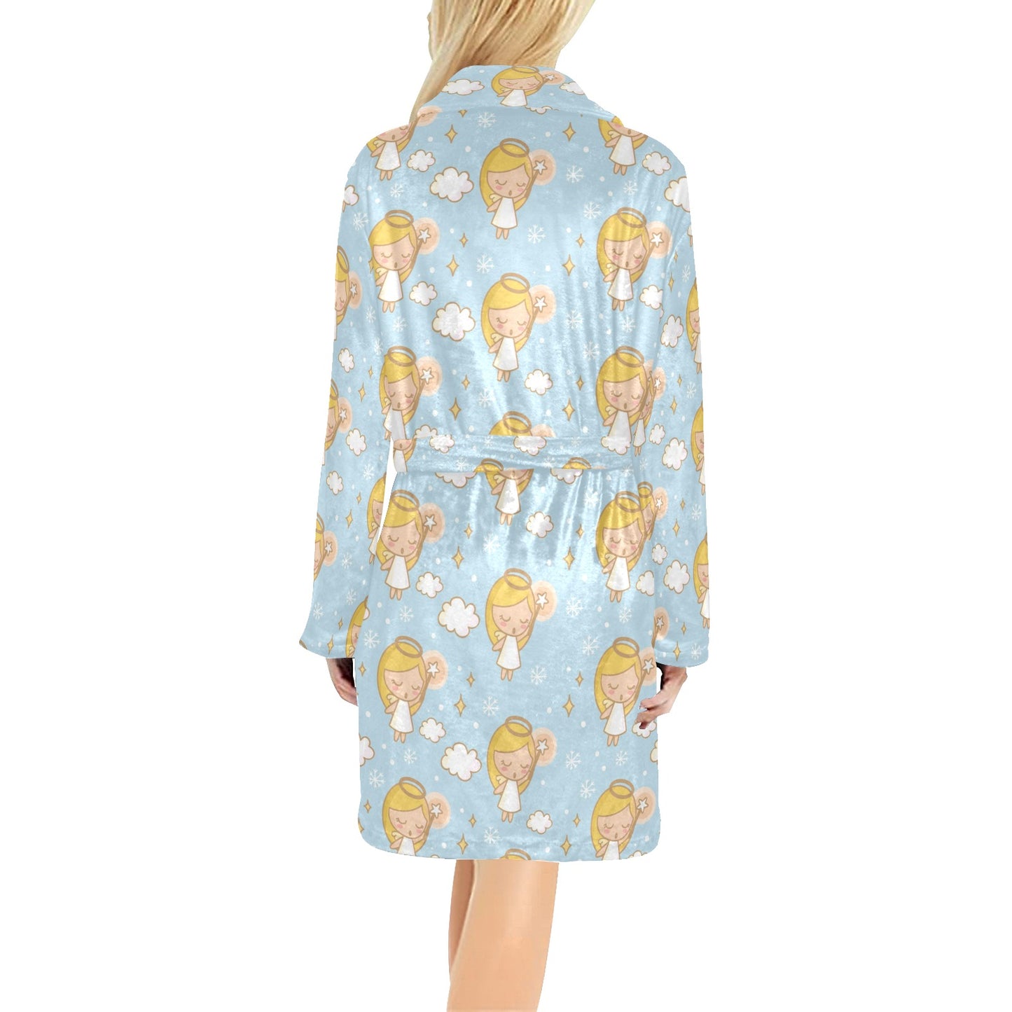 Angel Pattern Print Design 05 Women's Fleece Robe