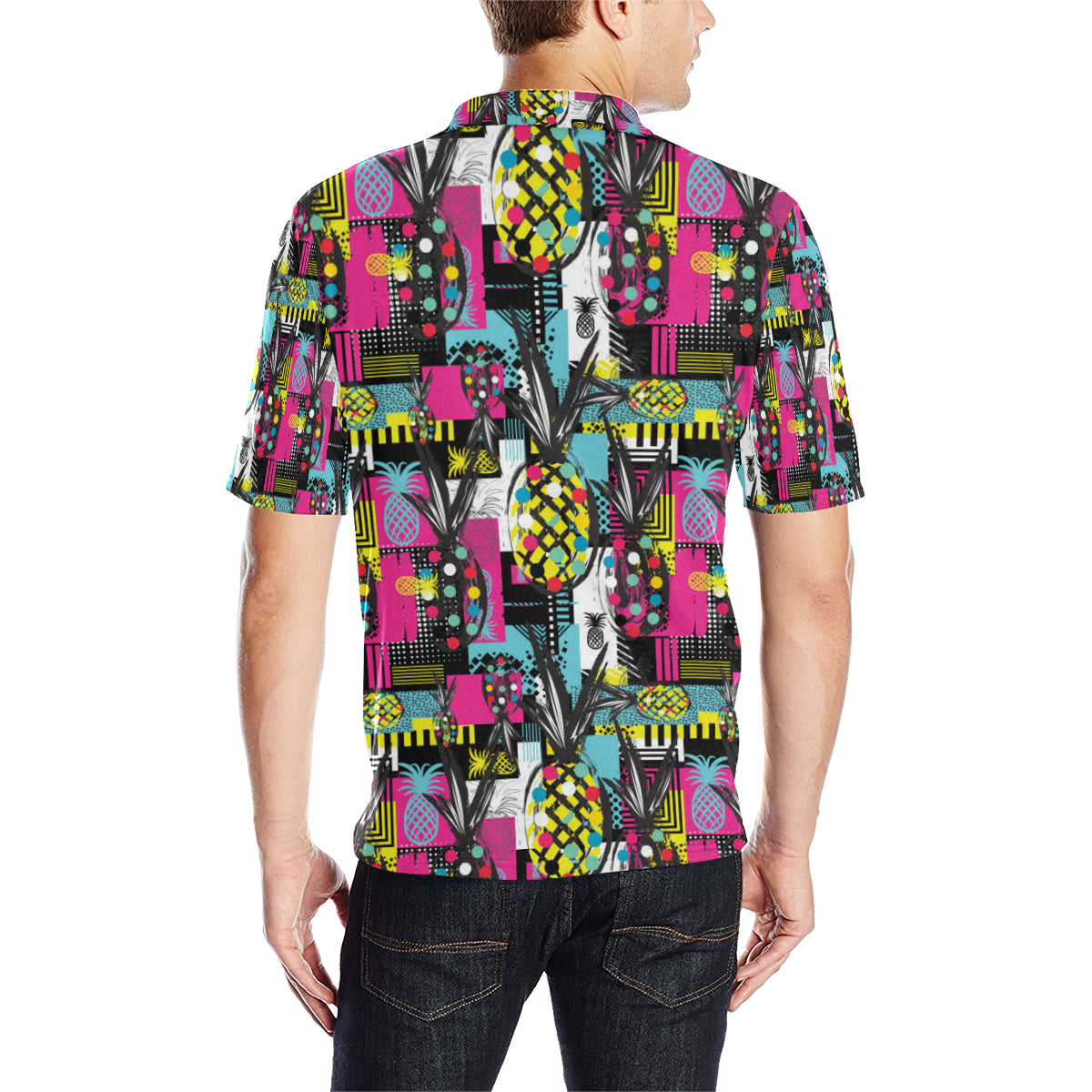 Pop Art Pineapple Pattern Print Design A02 Men Polo Shirt