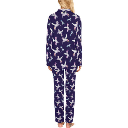 Pegasus Pattern Print Design 02 Women's Long Pajama Set