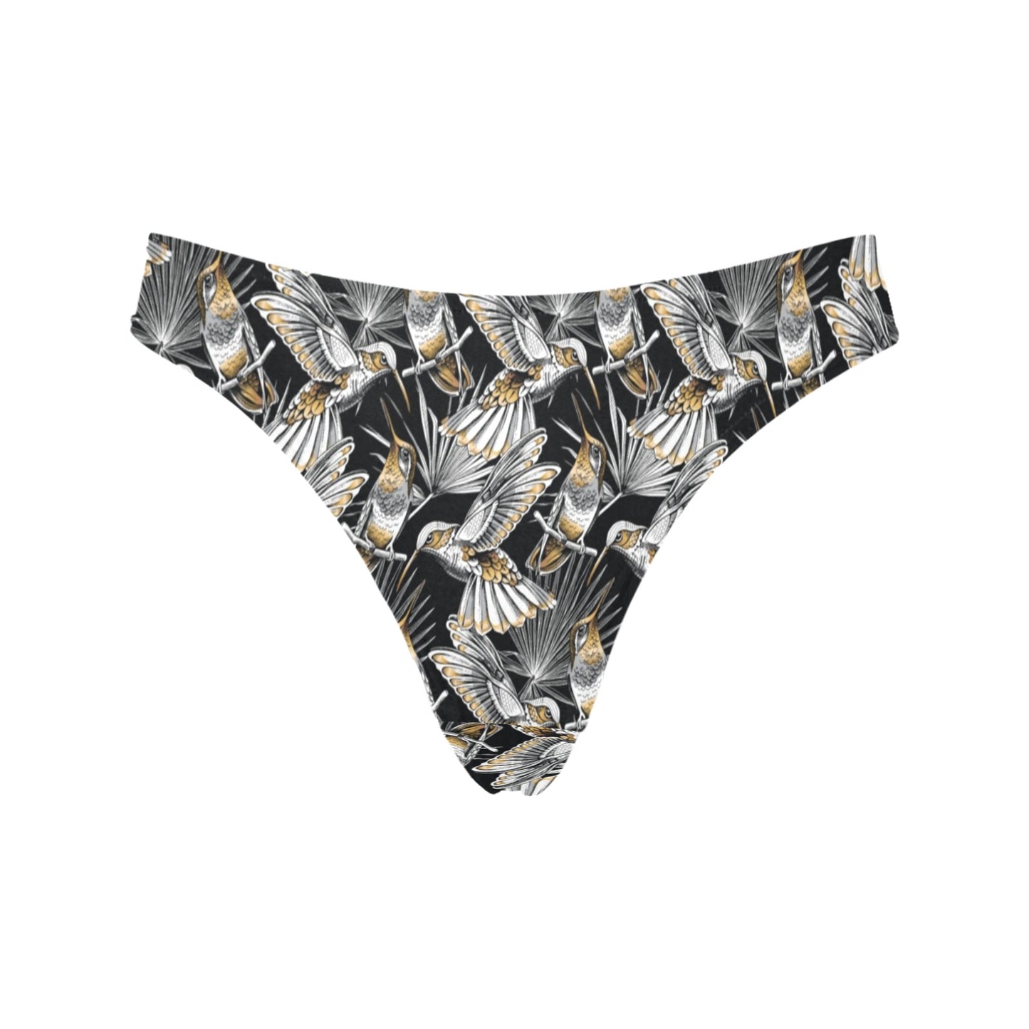 Hummingbird Gold Design Themed Print Women's Thongs