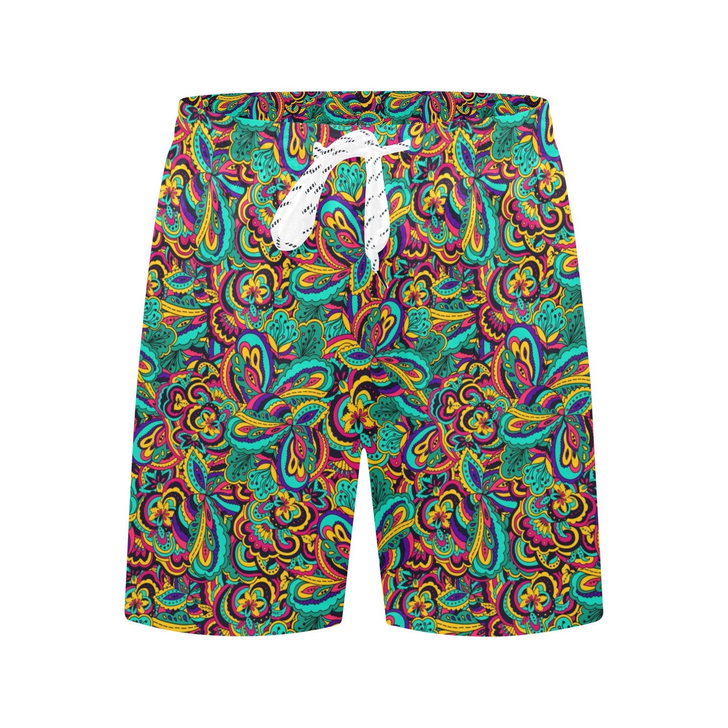 Psychedelic Trippy Floral Design Men's Swim Trunks Beach Shorts