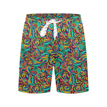 Psychedelic Trippy Floral Design Men's Swim Trunks Beach Shorts