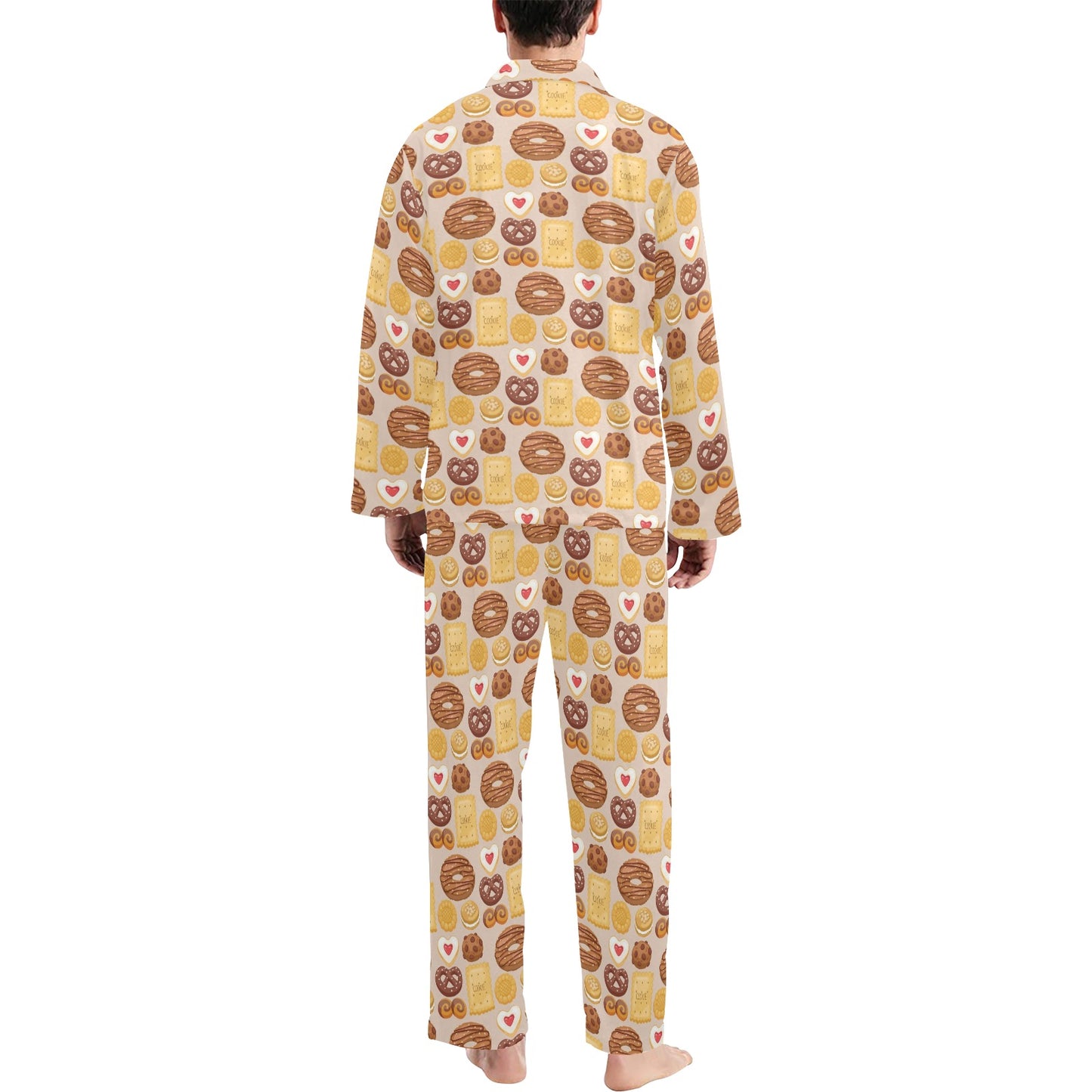 Cookie Pattern Print Design 02 Men's Long Pajama Set