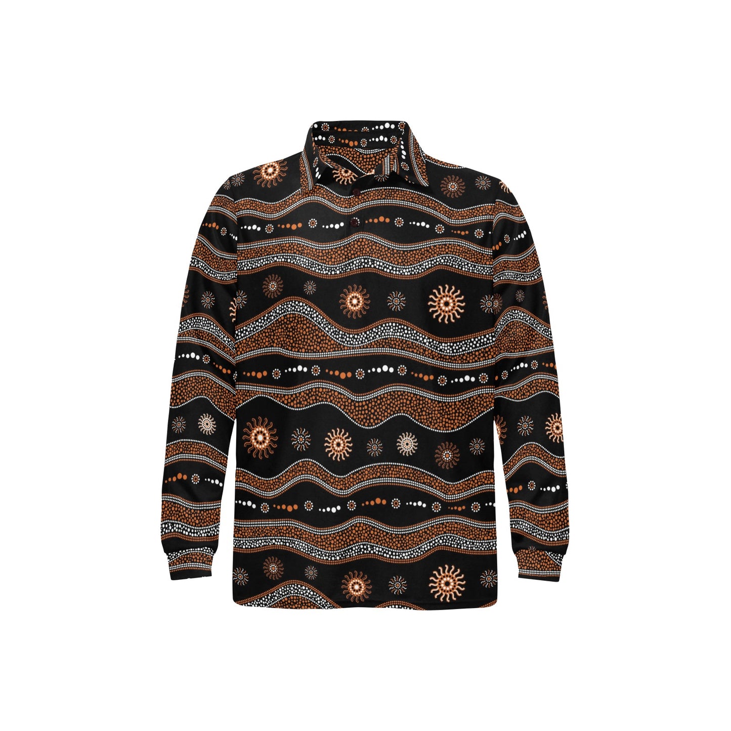 Aboriginal Print Design LKS404 Long Sleeve Polo Shirt For Men's