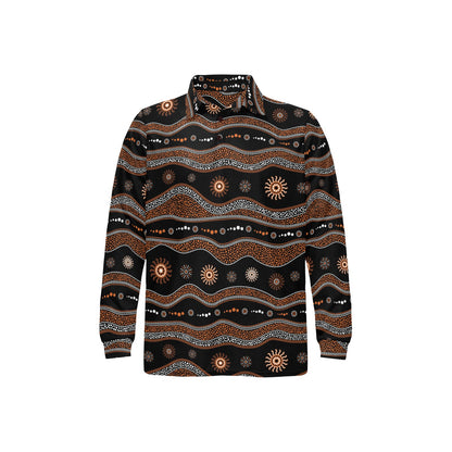 Aboriginal Print Design LKS404 Long Sleeve Polo Shirt For Men's