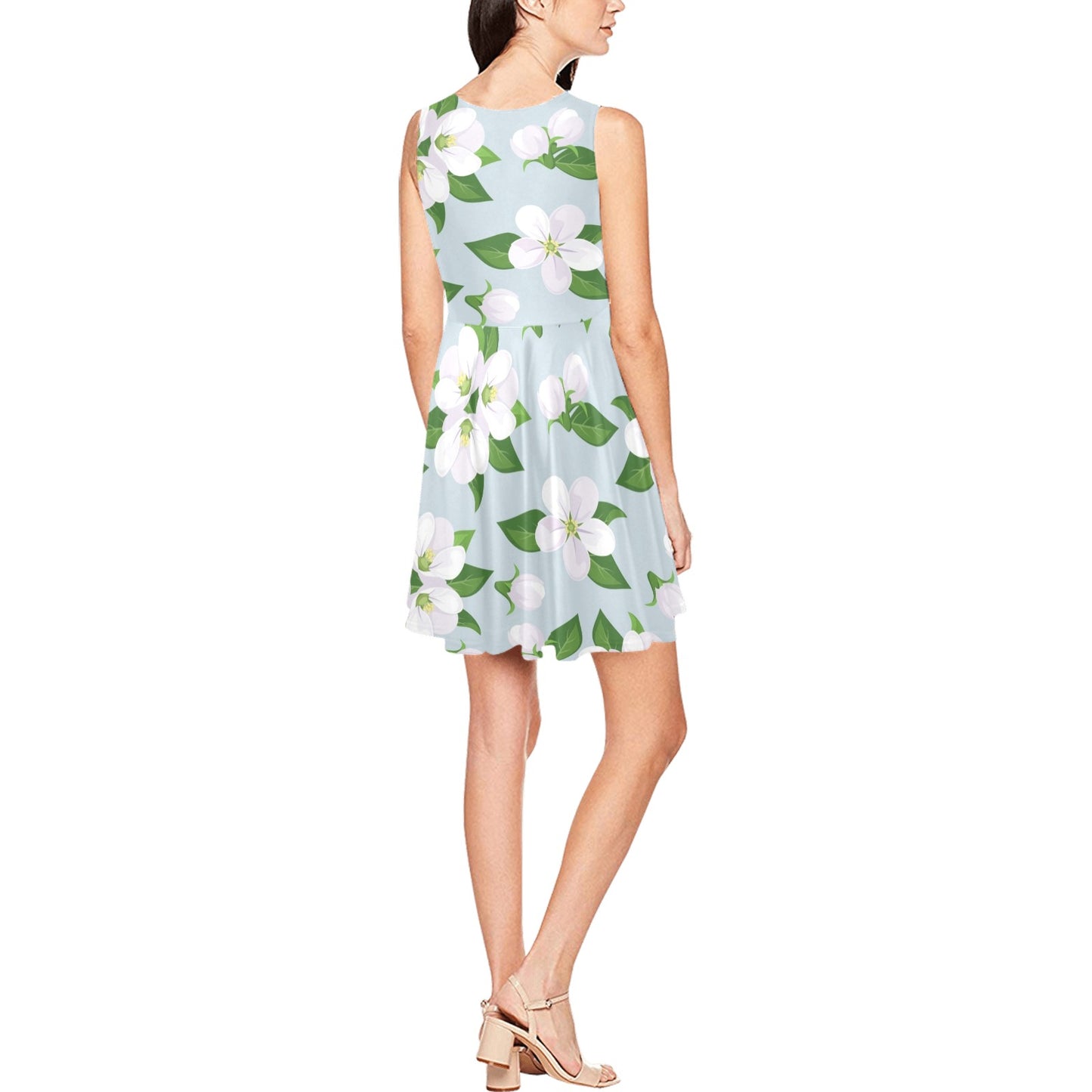 Apple blossom Pattern Print Design AB04 Sleeveless Dress