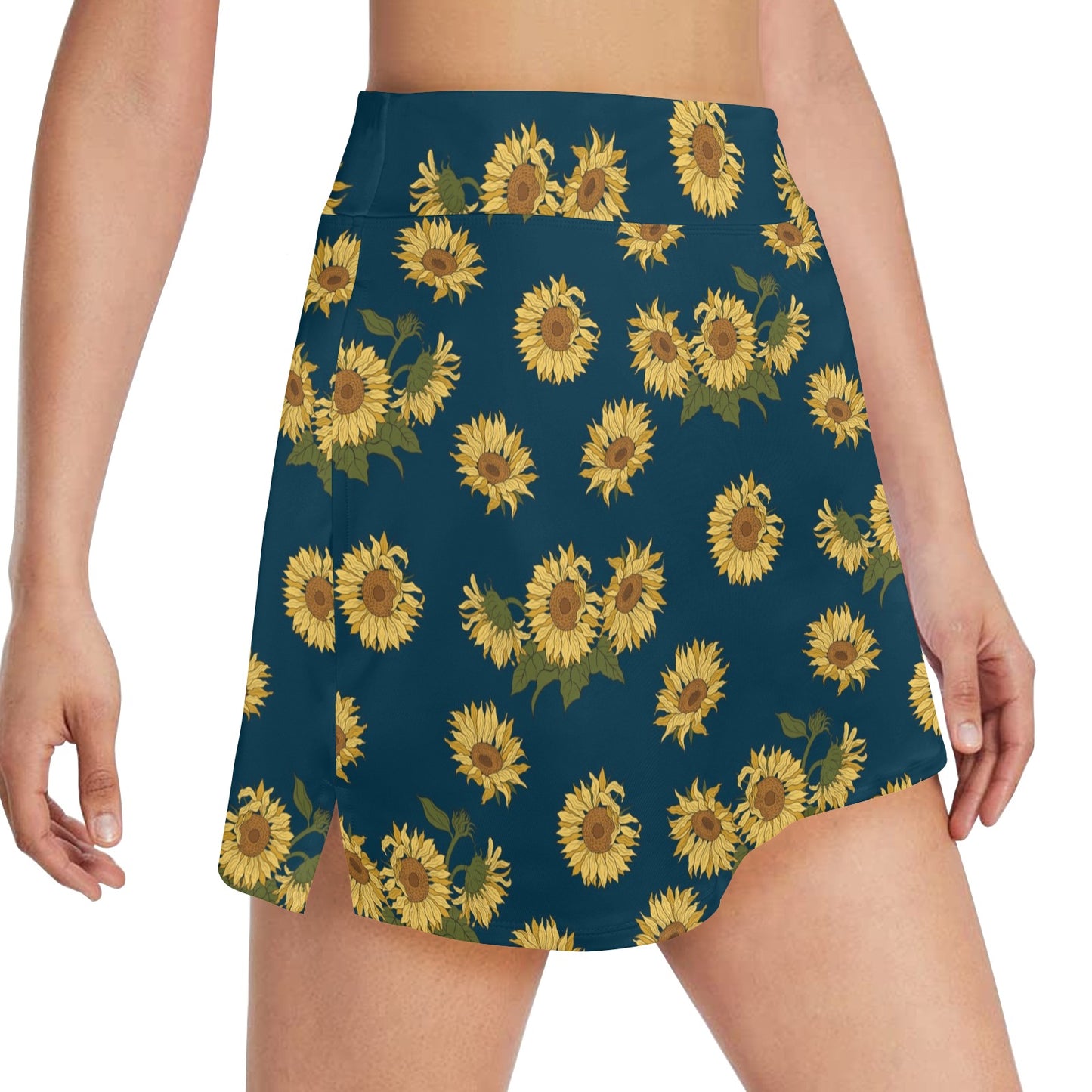 Sunflower Print Design LKS305 17" Golf & Pickleball Skort with Pockets