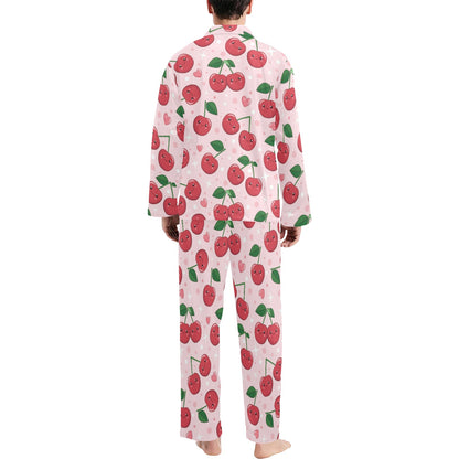 Cherry Pattern Print Design CH02 Men's Long Pajama Set