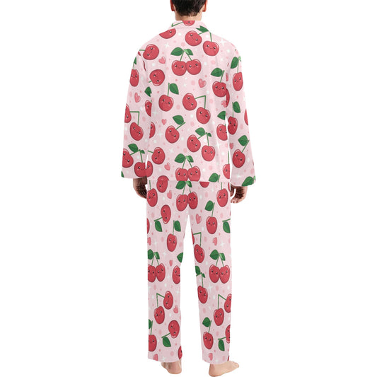 Cherry Pattern Print Design CH02 Men's Long Pajama Set