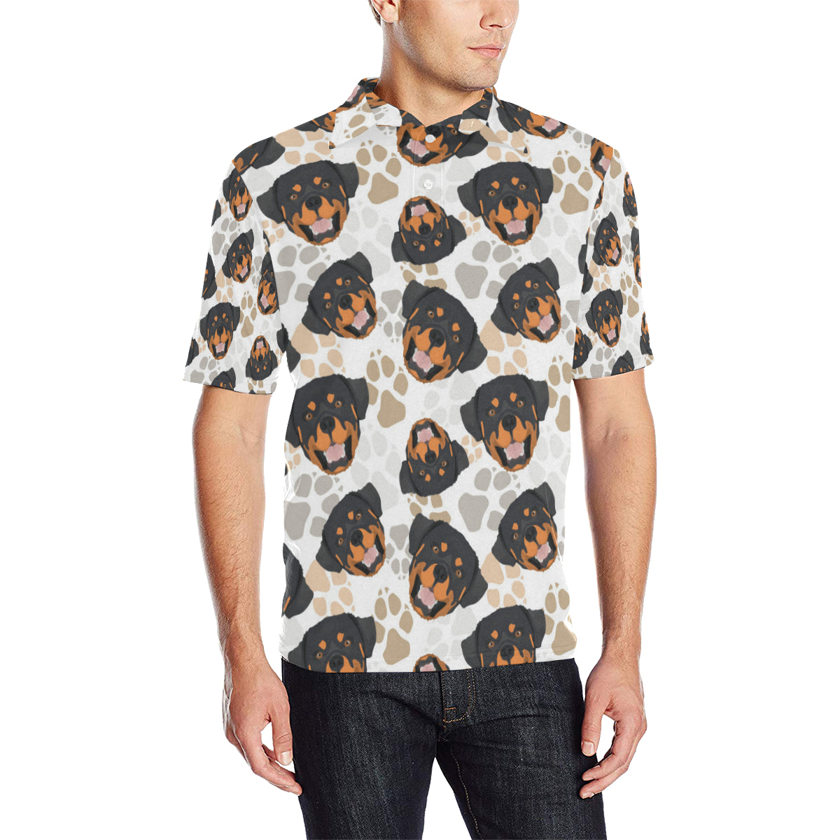 Rottweiler Pattern Print Design A03 Men Polo Shirt