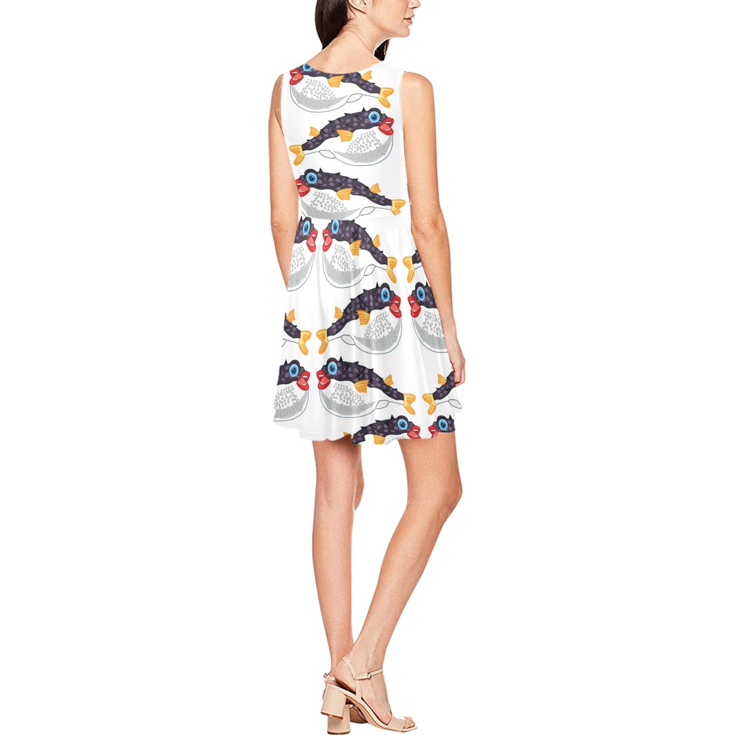 Fugu Pattern Print Design 03 Sleeveless Dress