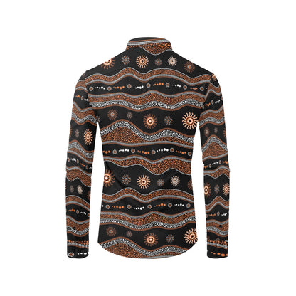 Aboriginal Print Design LKS404 Men's Long Sleeve Dress Shirt