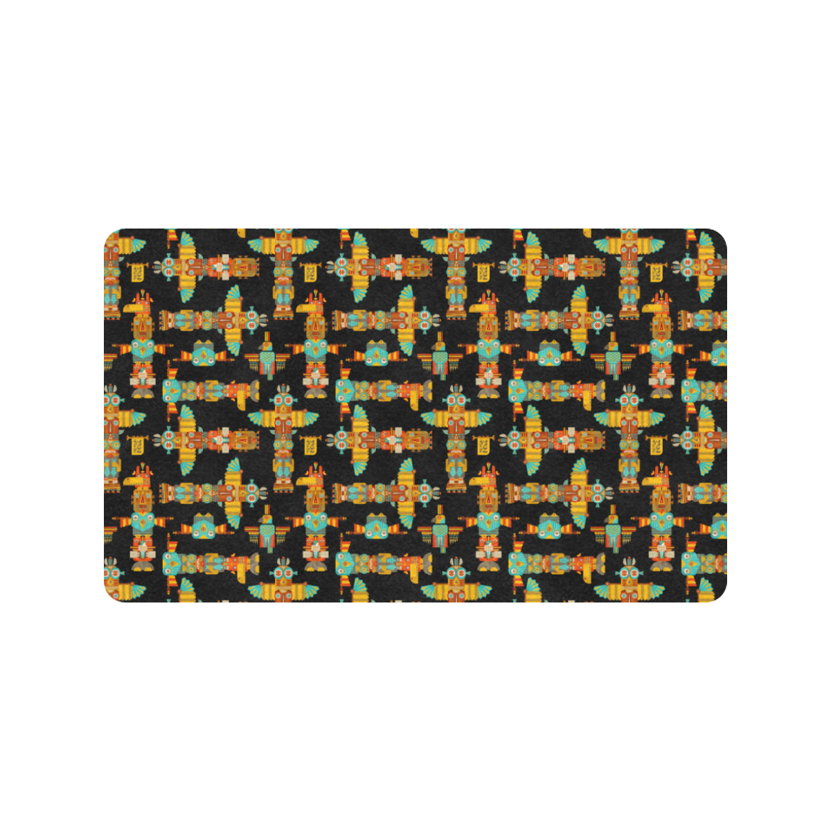 Totem Pole Cartoon Print Rubber Doormat