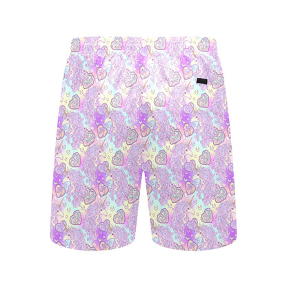 Unicorn Rainbow Star Heart Print Men's Swim Trunks Beach Shorts