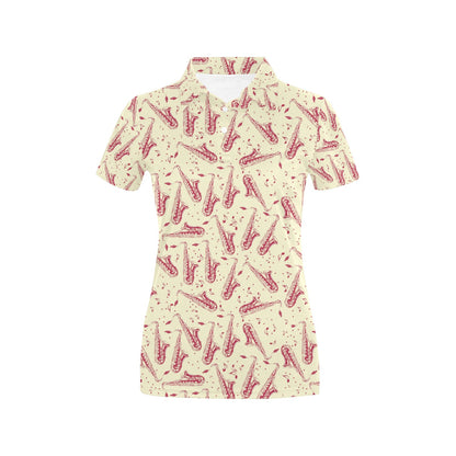 Saxophone Print Design LKS402 Women's Polo Shirt